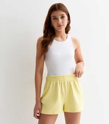 Girls Pale Yellow Jogger Shorts