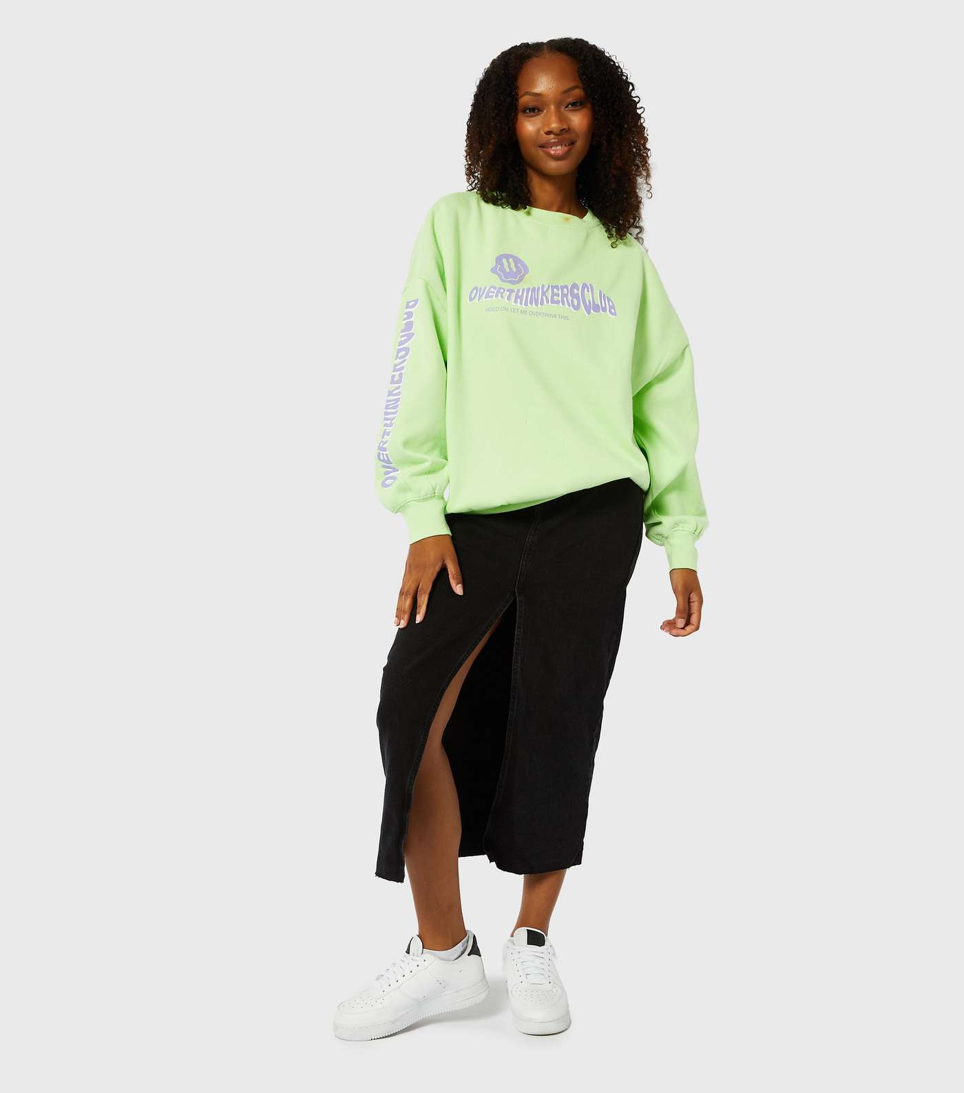 Skinnydip Light Green Overthinkers Club Logo Oversized Sweatshirt Image 2