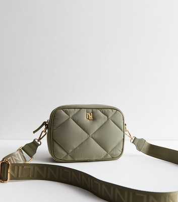 Olive Quilted Camera Cross Body Bag