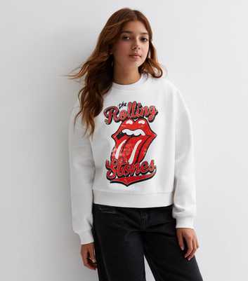 Girls White The Rolling Stones Logo Sweatshirt