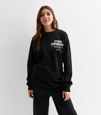 Girls Black Copenhagen Logo Longline Sweatshirt