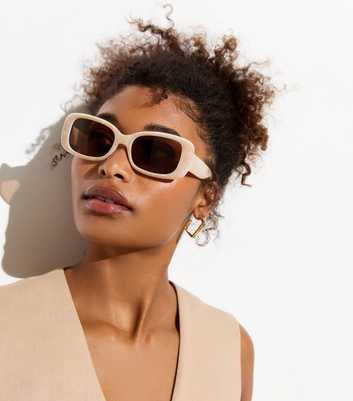 Light Brown Rectangle Frame Sunglasses