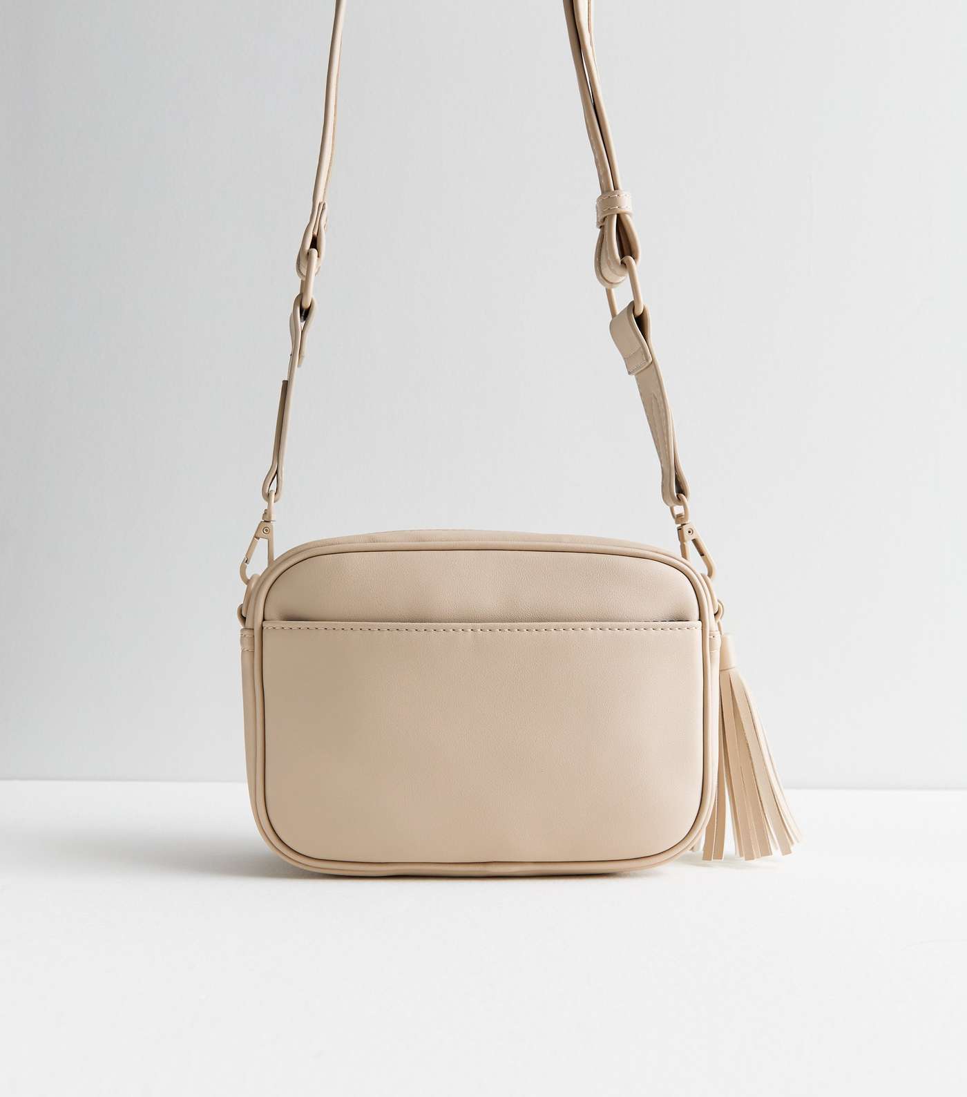 Cream Leather-Look Embossed Cross Body Bag Image 4