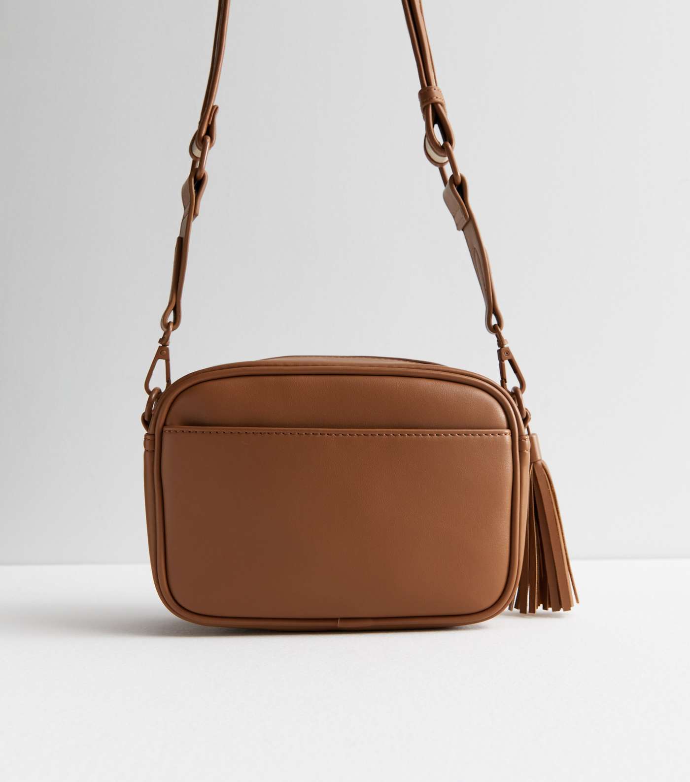 Tan Leather-Look Embossed Cross Body Bag Image 4