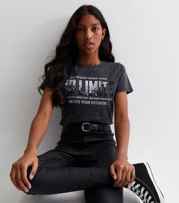 Girls Dark Grey Cotton No Limits Logo T-Shirt