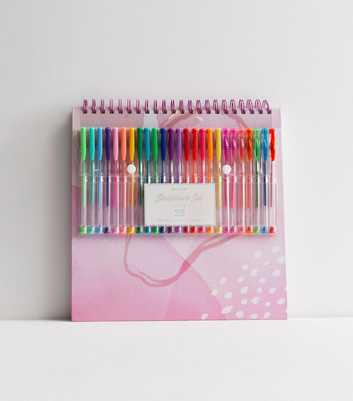 Multicoloured Marble Sketchbook and Pens Set