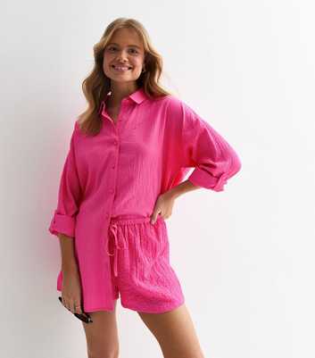 Pink Textured Beach Shorts