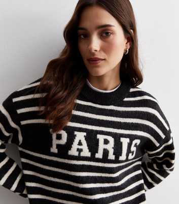 Black Stripe Knit Paris Logo Jumper