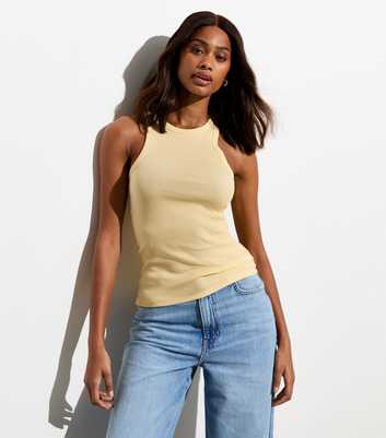 Pale Yellow Ribbed Racer Vest