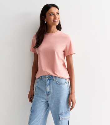 Pink Cotton Crew Neck T-Shirt