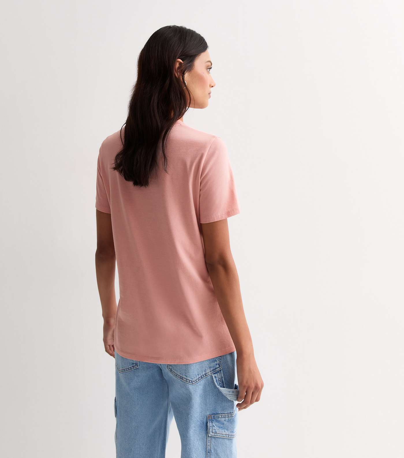 Pink Cotton Crew Neck T-Shirt Image 4