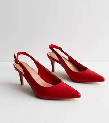 Red Pointed Slingback Stiletto Heel Court Shoes 
