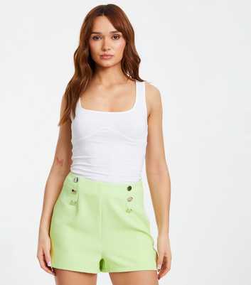 QUIZ Light Green High Waist Tailored Shorts