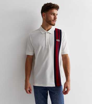 Ben Sherman White Cotton Stripe Logo Polo Shirt