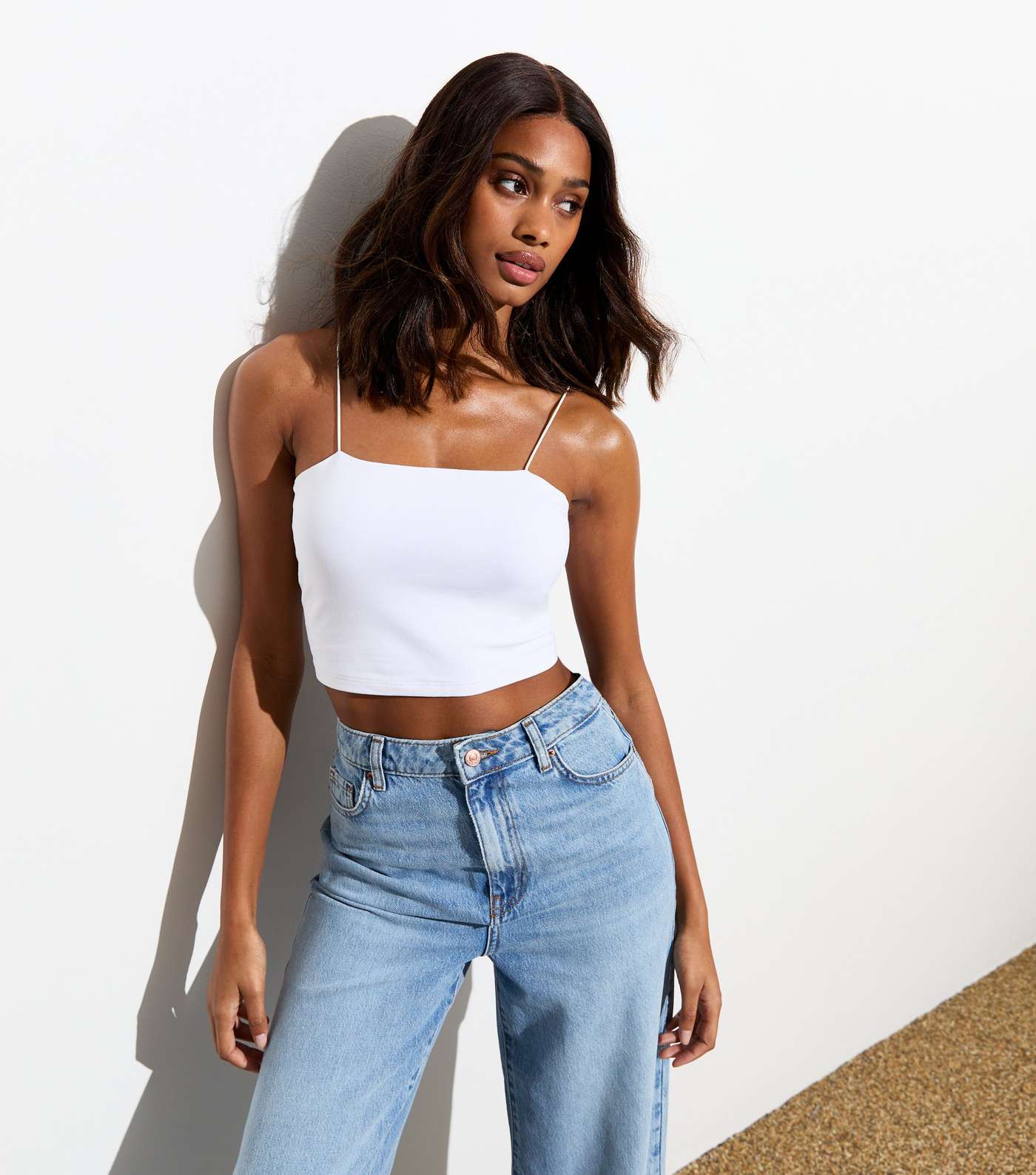 White Strappy Crop Top Image 2