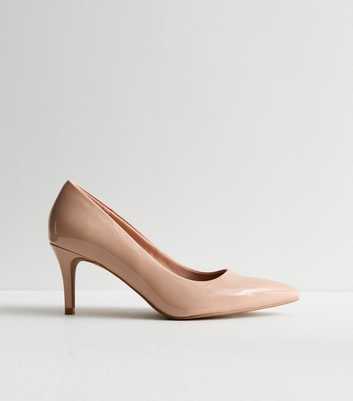 Wide Fit Pale Pink Patent Stiletto Heel Court Shoes
