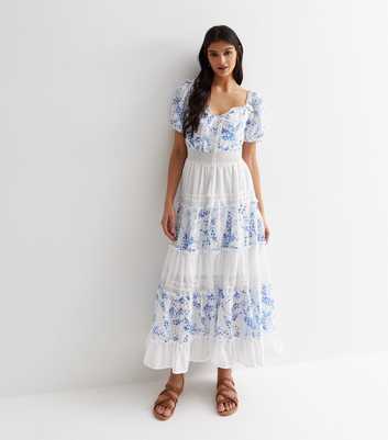 Blue Vanilla Blue Floral Tiered Maxi Dress