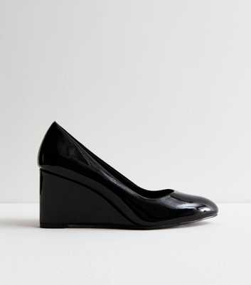 Black Patent Wedge Court Shoes