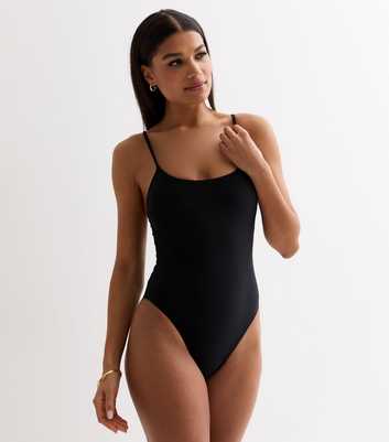 Black Scoop Neck Swimsuit