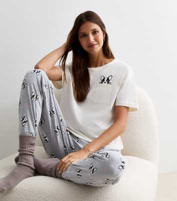 Light Grey Frenchie Print Trouser Pyjama Set