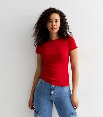 Tall Red Frill Short Sleeve T -Shirt