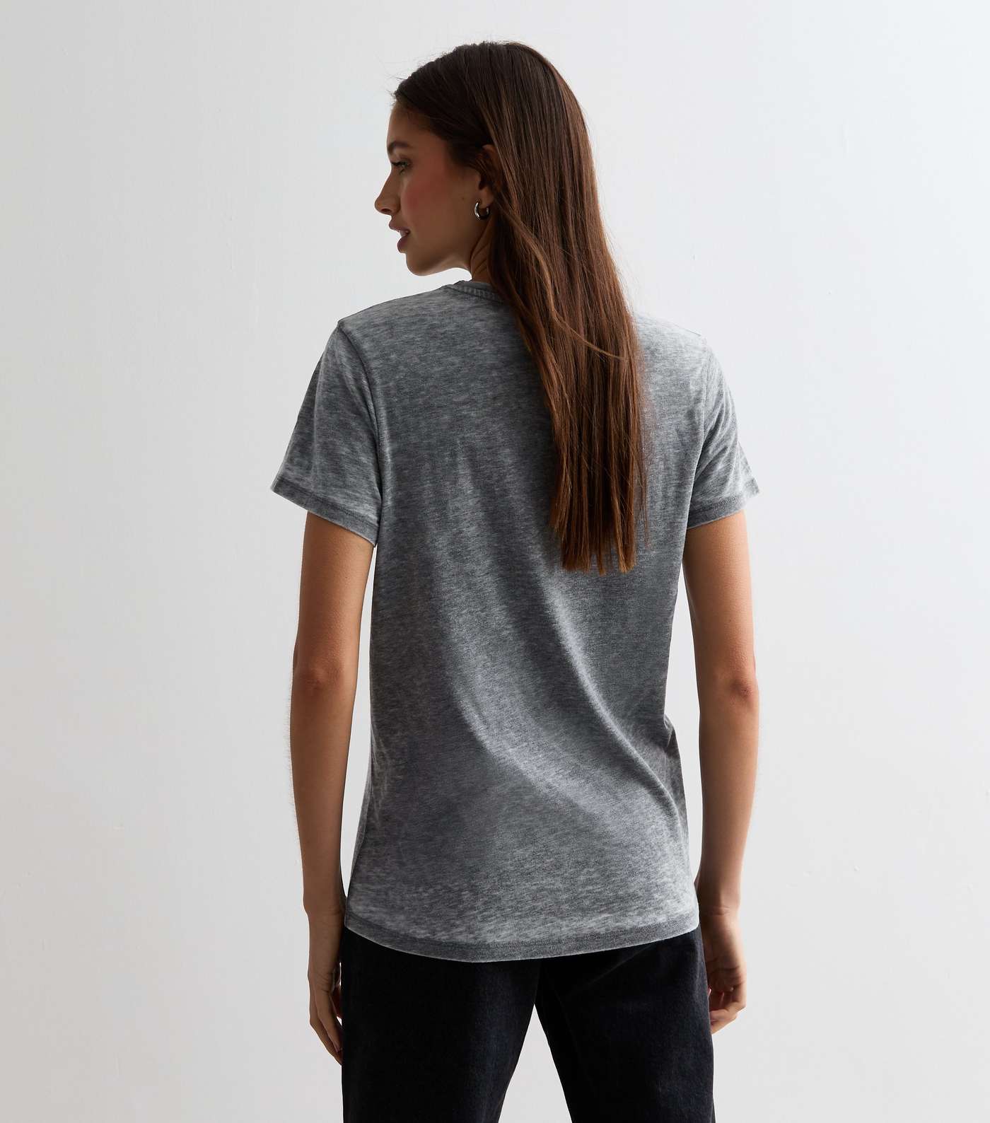 Dark Grey Burnout Amour Toujours Print T-Shirt Image 4