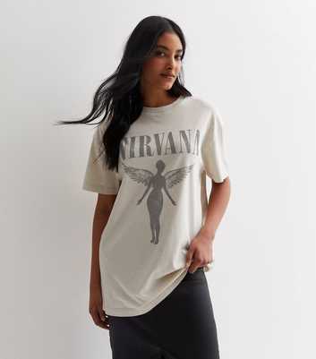  Cream Nirvana Logo Oversized T-Shirt