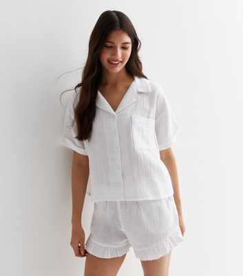 White Cotton Cheesecloth Revere Short Pyjama Set