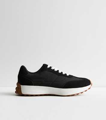 Black Suedette Lace Up Chunky Trainers