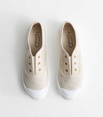 Stone Linen Effect Slip On Trainers