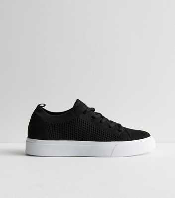 Black Knit Low Top Trainers