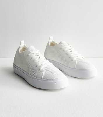 White Knit Low Top Trainers
