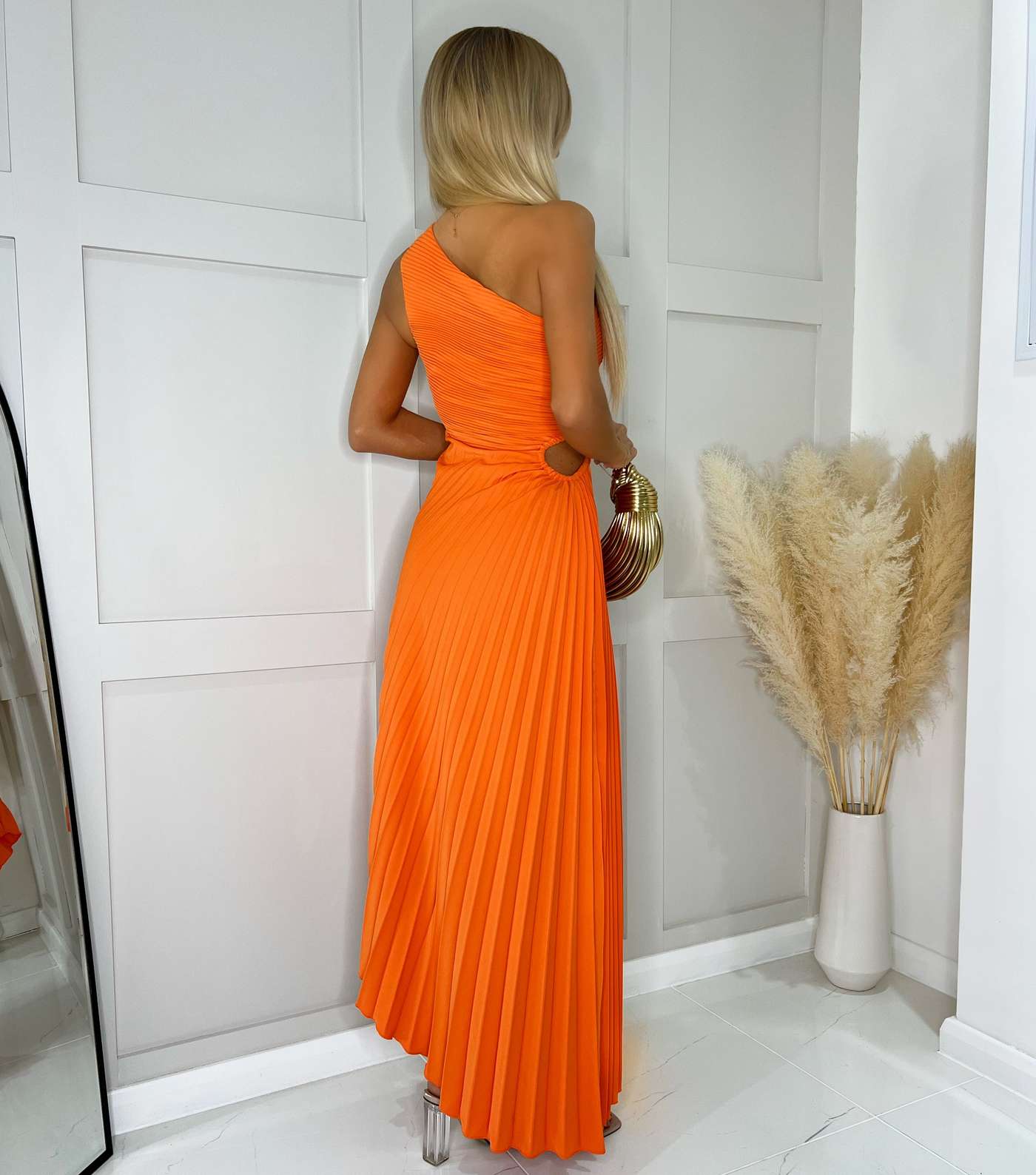 AX Paris Orange One Shoulder Midi Dress Image 3