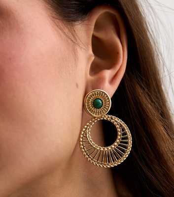 Gold Tone Cut Out Circle Earrings