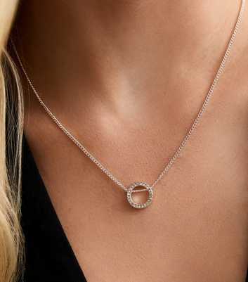 Silver Diamanté Circle Link Pendant Necklace