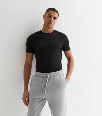 Black Ribbed Muscle Fit T-Shirt