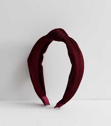 Burgundy Ribbed Knot Headband