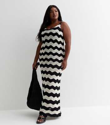 Curves Black Chevron Crochet Beach Maxi Dress