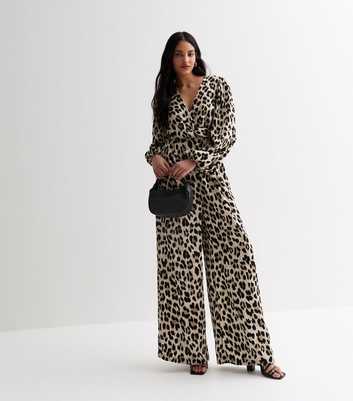 Gini London Leopard Print Wrap Look Jumpsuit 