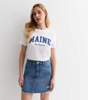Blue Denim Raw Hem A-Line Mini Skirt