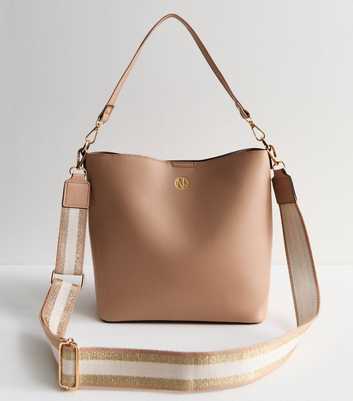 Light Brown Leather-Look Hobo Bag