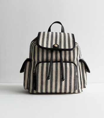 Black Stripe Canvas Large Backpack