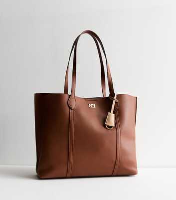 Tan Leather-Look Tote Bag