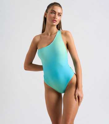 Urban Bliss Blue Ombré Asymmetrical Swimsuit  