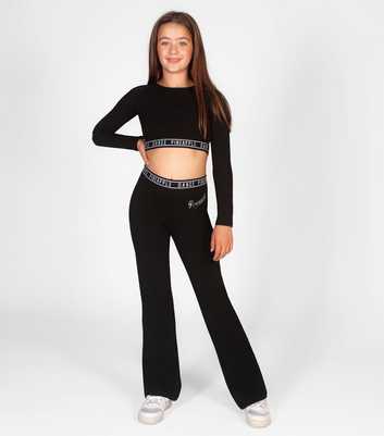 Pineapple Girls Black Jersey Flared Trousers