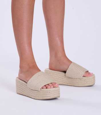 South Beach Cream Espadrille Platform Sandals
