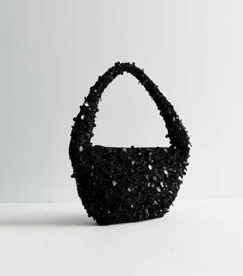 Black Sequin Embellished Shoulder Bag 