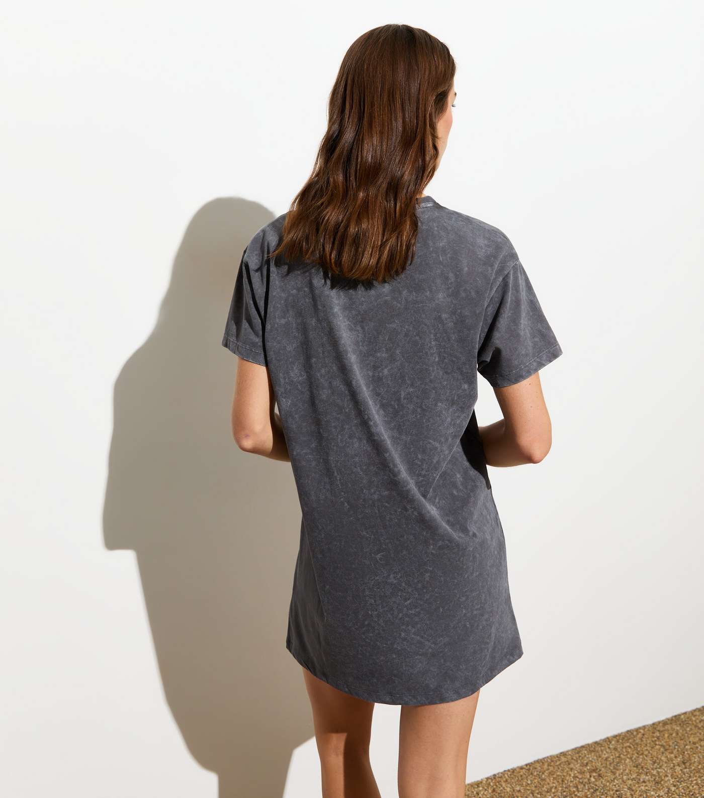 Grey Rolling Stones Acid Wash Mini T-Shirt Dress Image 4