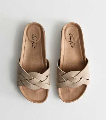 Light Brown Twist-Strap Slip On Sandals