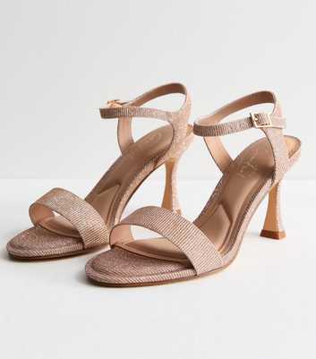 Rose Gold Shimmer 2 Part Stiletto Heel Sandals